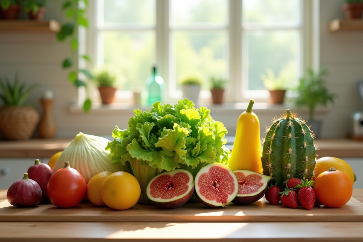 Plan de la cuisine avec fruits et légumes I