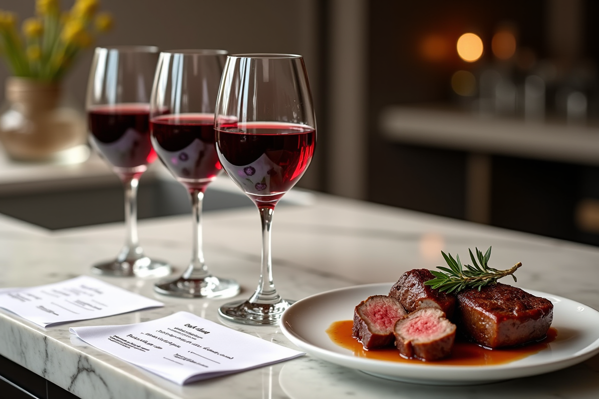 Dégustation de vins rouges avec mets et notes