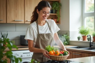 Légumes cuits à la vapeur dans un panier Cookeo